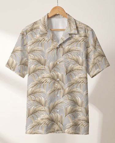 Golden Palm Leaves Hawaiian shirt print before personalizing