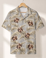 Golden Palm Leaves personalized Hawaiian shirt printed with customer faces