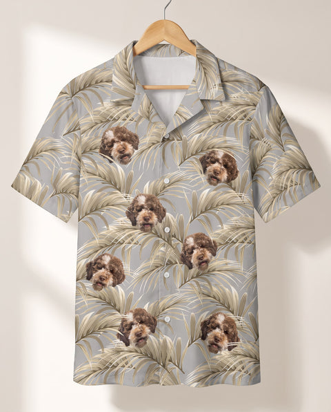 Golden Palm Leaves personalized Hawaiian shirt printed with customer faces