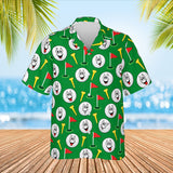 Goofy Golf Balls Funny Hawaiian Golf Shirt print before personalizing, front view