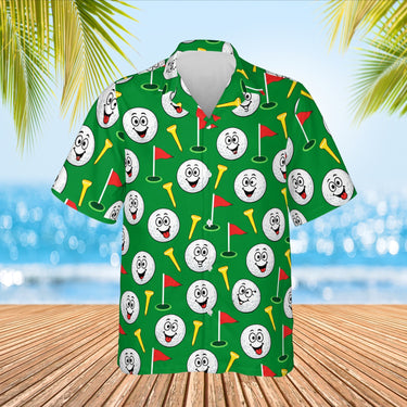 Goofy Golf Balls Funny Hawaiian Golf Shirt print before personalizing, front view