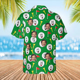 Goofy Golf Balls Funny Hawaiian Golf Shirt with custom faces, back view