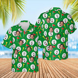 Goofy Golf Balls Funny Hawaiian Golf Shirt with custom faces, front and back