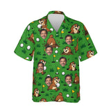 Gopher Golf Funny Hawaiian Golf Shirt personalized with printed faces, front view