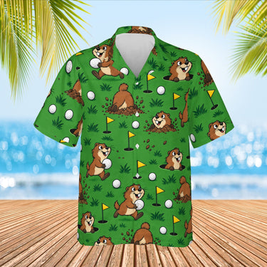 Gopher Golf Funny Hawaiian Golf Shirt print before personalizing, front view