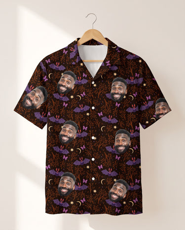 Gothic Bat Halloween personalized Hawaiian shirt printed with customer faces