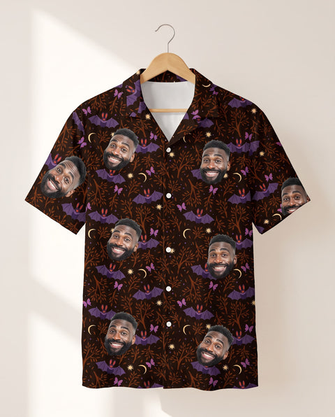 Gothic Bat Halloween personalized Hawaiian shirt printed with customer faces