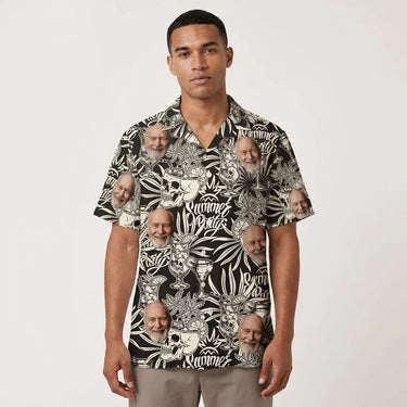 Gothic Palm Skull Surf custom Hawaiian shirt with photos, example 3
