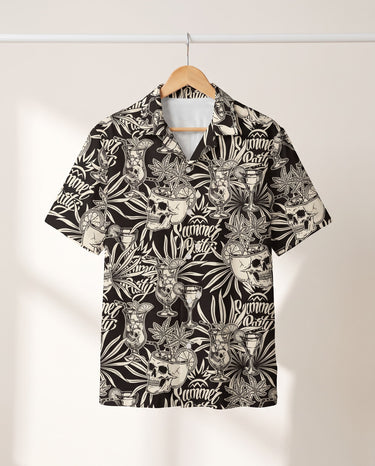 Gothic Palm Skull Surf Hawaiian shirt print before personalizing