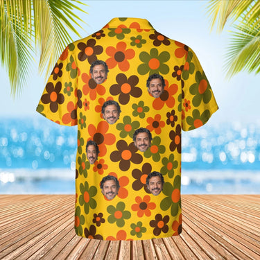 Grandma Wallpaper Ugly Hawaiian Shirt with custom faces, back view