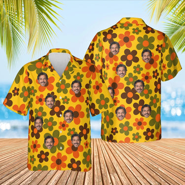Grandma Wallpaper Ugly Hawaiian Shirt with custom faces, front and back