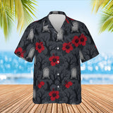 Graveyard Hibiscus Goth Hawaiian Shirt print before personalizing, front view