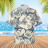 Great White Shark Hawaiian Shirt print before personalizing, front view