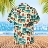 Greetings From Paradise Postcard Hawaiian Shirt with custom faces, back view