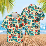 Greetings From Paradise Postcard Hawaiian Shirt with custom faces, front and back