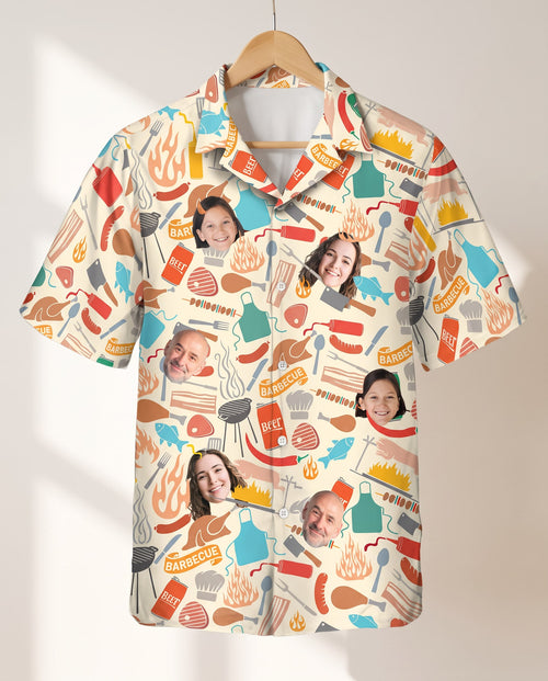 Grill Master Party personalized Hawaiian shirt printed with customer faces