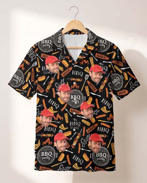 Grill Master personalized Hawaiian shirt printed with customer faces