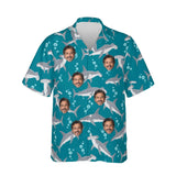 Hammerhead Shark Hawaiian Shirt personalized with printed faces, front view