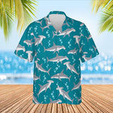 Hammerhead Shark Hawaiian Shirt print before personalizing, front view