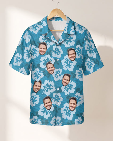 Hibiscus Island Dreams personalized Hawaiian shirt printed with customer faces