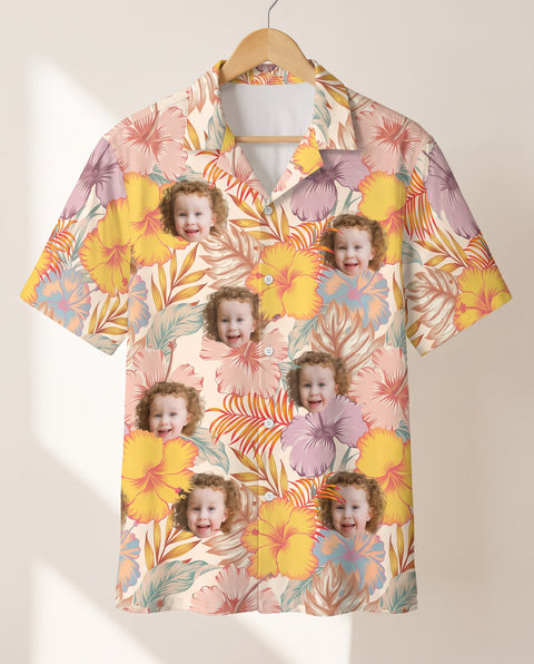 Hibiscus Summer personalized Hawaiian shirt printed with customer faces