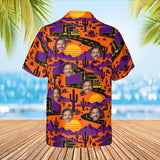 Highway Sunset Trucker Hawaiian Shirt with custom faces, back view