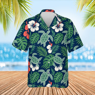 Honu Turtle Aloha Shirt print before personalizing, front view