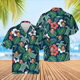 Honu Turtle Aloha Shirt with custom faces, front and back