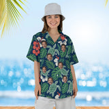Woman wearing the Honu Turtle Aloha Shirt with custom faces