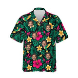 Hummingbird Caribbean Style Hawaiian Shirt personalized with printed faces, front view