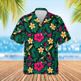Hummingbird Caribbean Style Hawaiian Shirt print before personalizing, front view