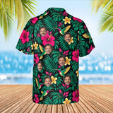 Hummingbird Caribbean Style Hawaiian Shirt with custom faces, back view