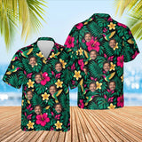 Hummingbird Caribbean Style Hawaiian Shirt with custom faces, front and back