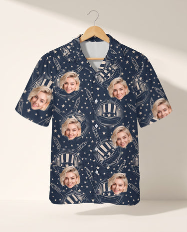Independence Day USA personalized Hawaiian shirt printed with customer faces