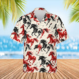 Ink Brush Mustang Horse Hawaiian Shirt print before personalizing, front view