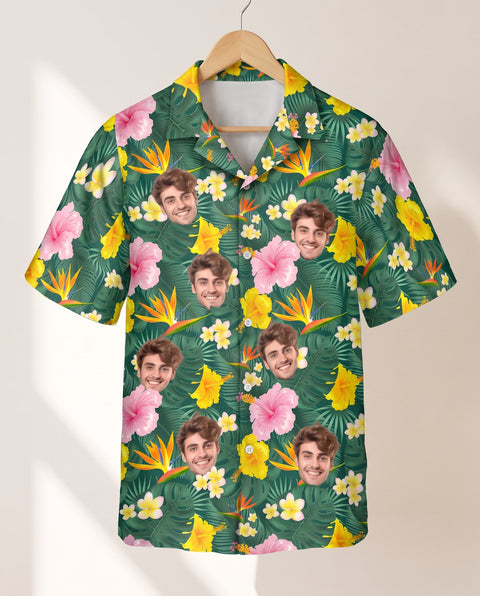 Island Blossom personalized Hawaiian shirt printed with customer faces