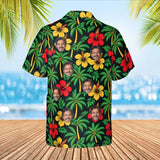 Island Colours Caribbean Style Hawaiian Shirt with custom faces, back view