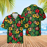 Island Colours Caribbean Style Hawaiian Shirt with custom faces, front and back