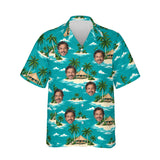 Island Hut Hawaiian Shirt personalized with printed faces, front view
