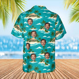 Island Hut Hawaiian Shirt with custom faces, back view