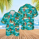 Island Hut Hawaiian Shirt with custom faces, front and back
