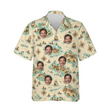 Island Map Hawaiian Shirt personalized with printed faces, front view