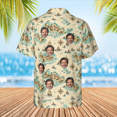Island Map Hawaiian Shirt with custom faces, back view