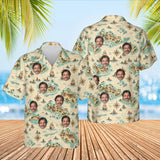Island Map Hawaiian Shirt with custom faces, front and back