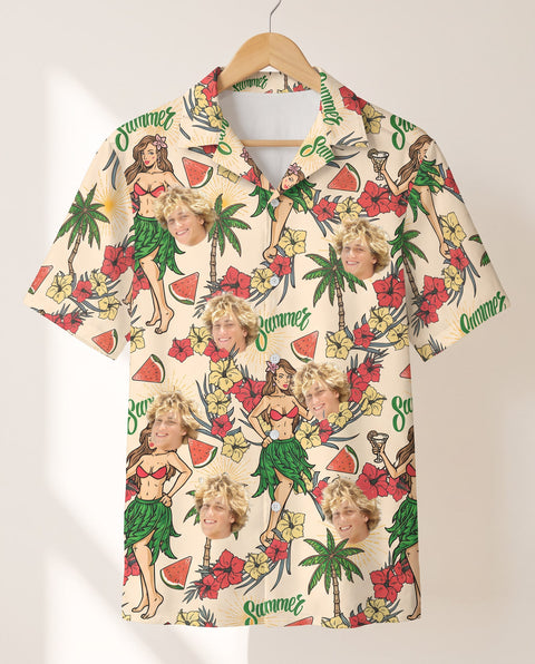 Island Party Vibes personalized Hawaiian shirt printed with customer faces