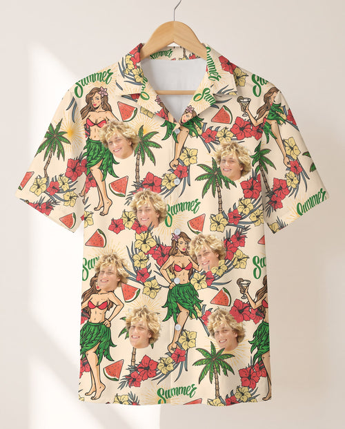 Island Party Vibes personalized Hawaiian shirt printed with customer faces
