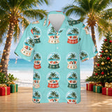 Island Snowglobe Christmas Hawaiian shirt print before personalizing, front view