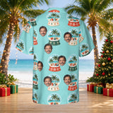 Island Snowglobe custom Christmas Hawaiian shirt with photos, back view
