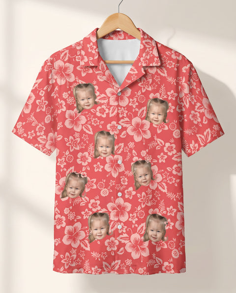 Japanese Hibiscus Blossom personalized Hawaiian shirt printed with customer faces