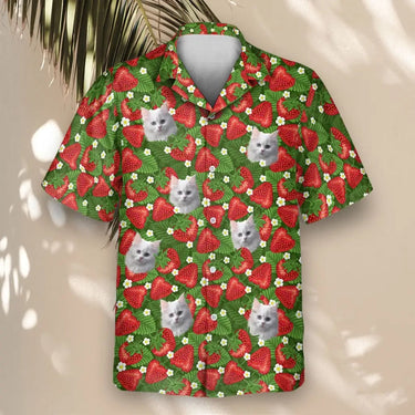 Juicy Strawberry Tropics custom Hawaiian shirt with photos, example 2